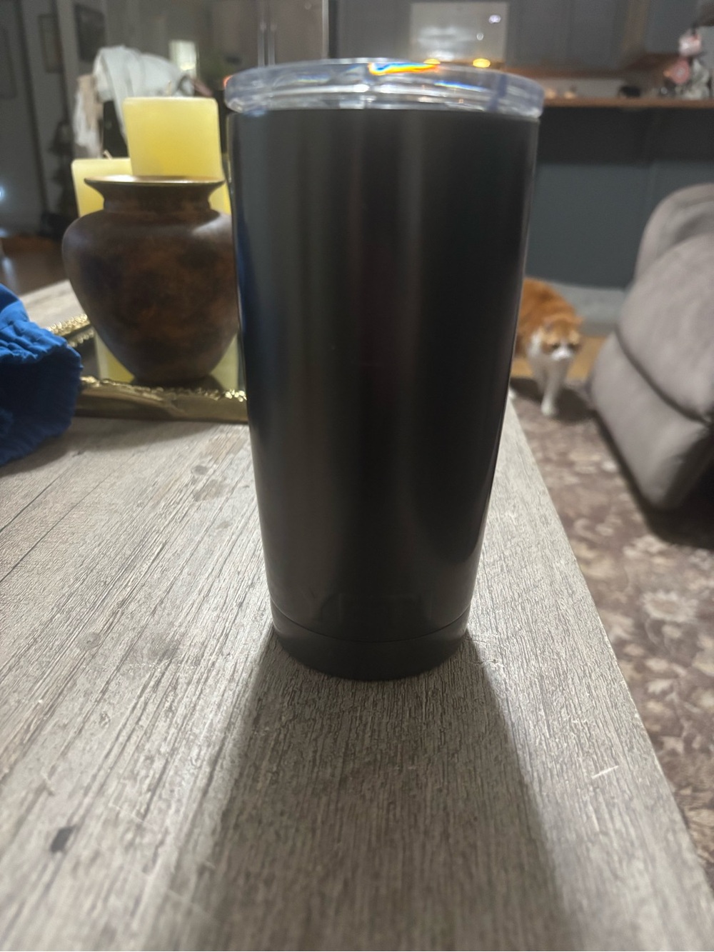 Yeti Black Stainless Travel Tumbler with Clear Lid -